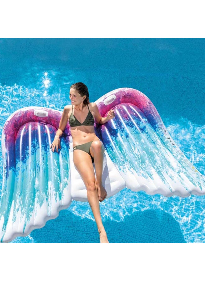 INTEX Inflatable Angel Wings Vinyl Mat Pool Float with Handles White and Blue 160 x 251cm INT58786 