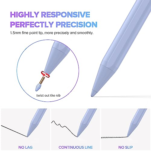 JAMJAKE Stylus Pen for iPad 6th-11th Generation-2X Fast Charge Active Pencil Compatible with 2018-2025 Apple iPad Pro 11"/12.9"/M4, iPad Air 3/4/5/M2/M3,iPad mini 5/6 Gen-Purple - Image 4