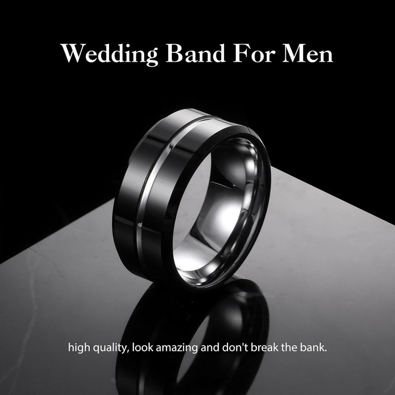 King Will Tungsten Carbide Wedding Band for Men Women-6/8/10mm Width Multicolor Available with Grooved Center Wedding Ring Suitable for Work, Gym Comfort Fit Size 4-16 - Image 3