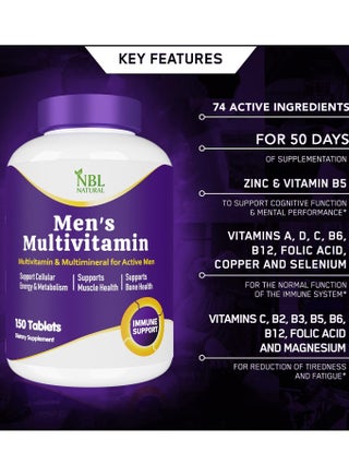 High Potency Multivitamin for Active Men Muscle Health Support Immune Support Energy and Metabolism Support 150 Tablets - view 5