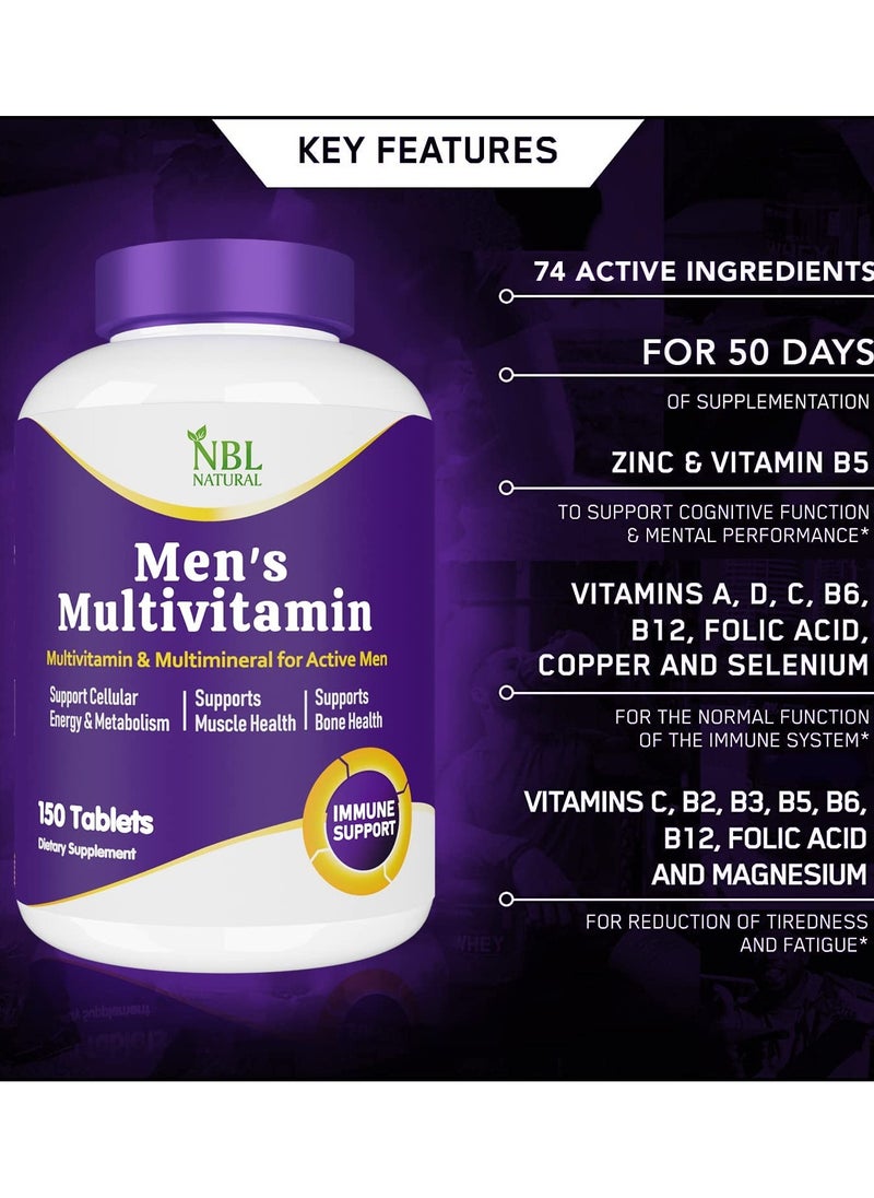 NBL Natural High Potency Multivitamin for Active Men Muscle Health Support Immune Support Energy and Metabolism Support 150 Tablets 150 Tablets  - Image 5