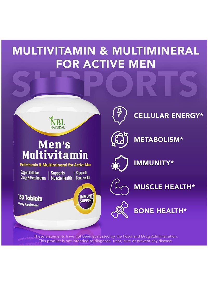 High Potency Multivitamin for Active Men Muscle Health Support Immune Support Energy and Metabolism Support 150 Tablets 150 Tablets