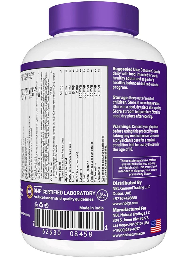 NBL Natural High Potency Multivitamin for Active Men Muscle Health Support Immune Support Energy and Metabolism Support 150 Tablets 150 Tablets  - Image 3
