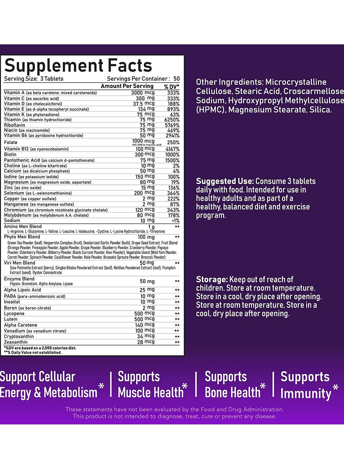 Nbl Natural High Potency Multivitamin For Active Men Muscle Health Tablets 150'S