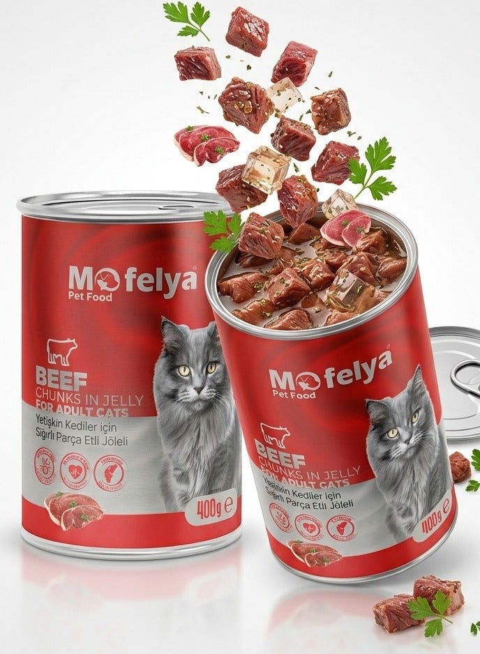 MOFELYA Adult Cat Food, Wet Beef Jelly, 3-Piece Set, 1200g - Wet Cat Food - Image 4