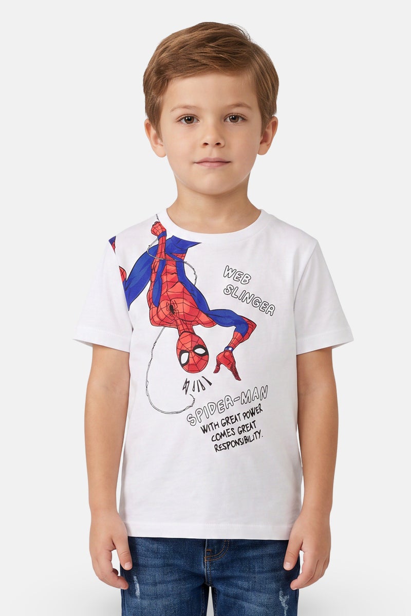 MARVEL Kids Boy Spiderman Short Sleeve T-Shirt, White - Image 1