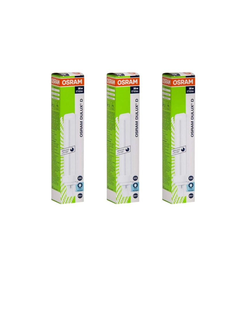 Osram Osram Home Decorative High Qualtiy and Durable, 2 Pin DayLight Double Twin Tube CFL Bulb, 26 Watt Energy Saving Bulb, Daylight - (Pack of 3)  - Image 2