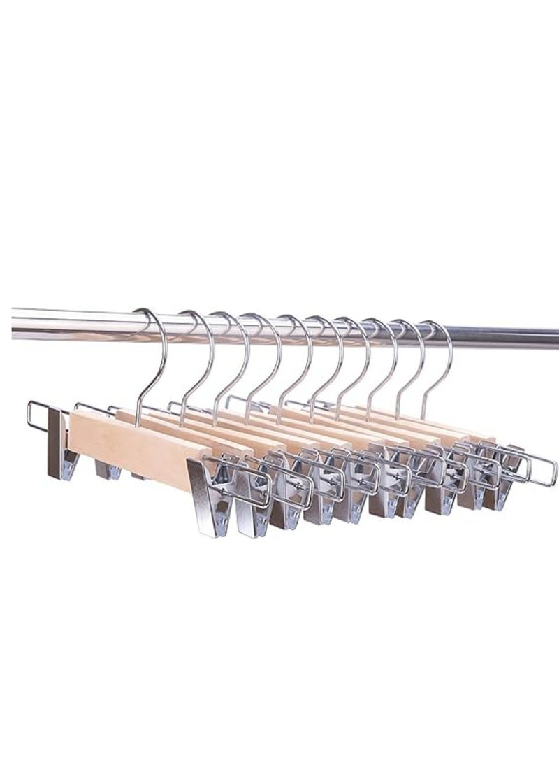 20 Pack Kids Baby Toddler Infant Children Solid Wooden Pants Skirts Hangers Wood Trousers Bottom Hangers with 2-Adjustable Clips 360ｰ Stronger Swivel Hook  - Image 2
