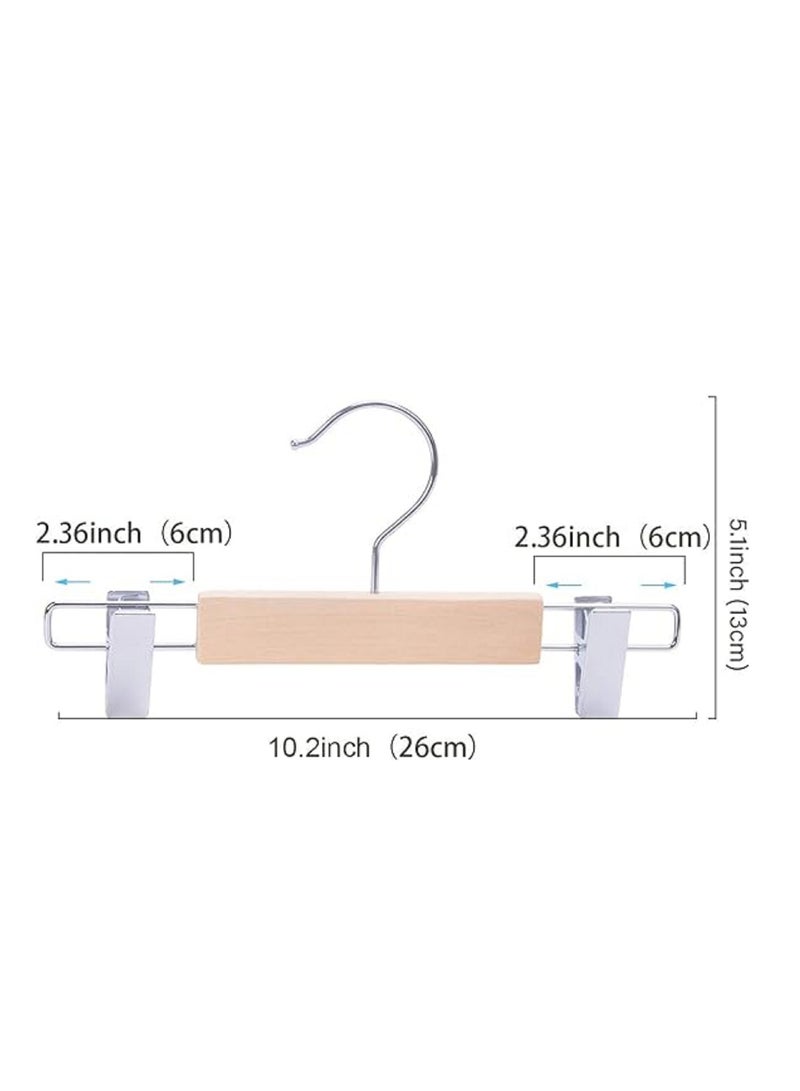20 Pack Kids Baby Toddler Infant Children Solid Wooden Pants Skirts Hangers Wood Trousers Bottom Hangers with 2-Adjustable Clips 360ｰ Stronger Swivel Hook  - Image 5