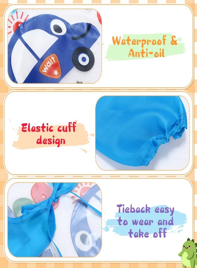 JaGely 6 Pcs Kids Art Smocks Toddler Smock Waterproof Painting Aprons Children Apron with Long Sleeve Washable Bib for Baby Eating (Vivid) - Image 3