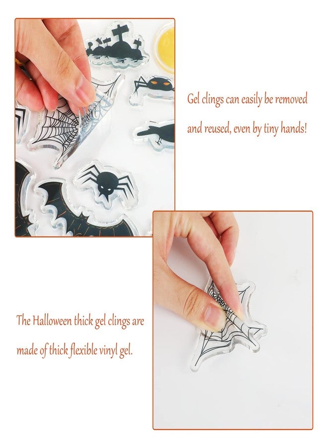 Tevxj Halloween Thick Gel Clings for Window Glass Miror Decoration Scary Gel Clings Decals for Spooky Hunted House Spider Bat Witch Pumpkin Sticker Party Supplies Decor Reusable - Image 3