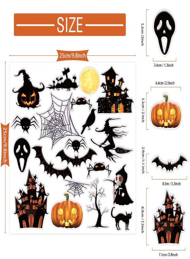 Tevxj Halloween Thick Gel Clings for Window Glass Miror Decoration Scary Gel Clings Decals for Spooky Hunted House Spider Bat Witch Pumpkin Sticker Party Supplies Decor Reusable - Image 2