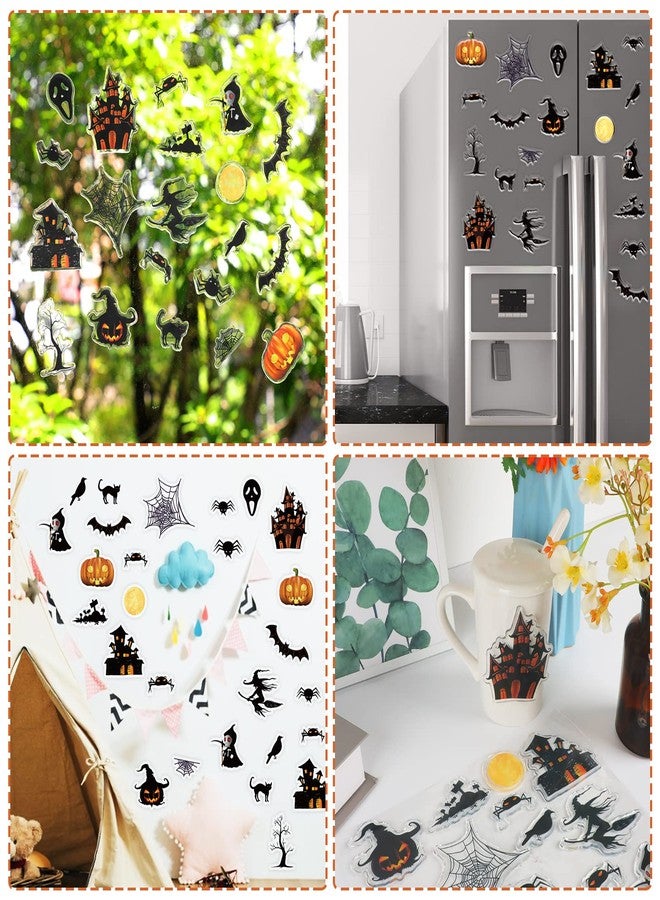 Tevxj Halloween Thick Gel Clings for Window Glass Miror Decoration Scary Gel Clings Decals for Spooky Hunted House Spider Bat Witch Pumpkin Sticker Party Supplies Decor Reusable - Image 4