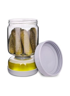 Pickle and Olive Hourglass Jar with Strainer Flip for Pickle Juice Separator from Wet and Dry, Upgrade Food-grade ABS Lid and BPA Free Hourglass Jar for Airtight Storage