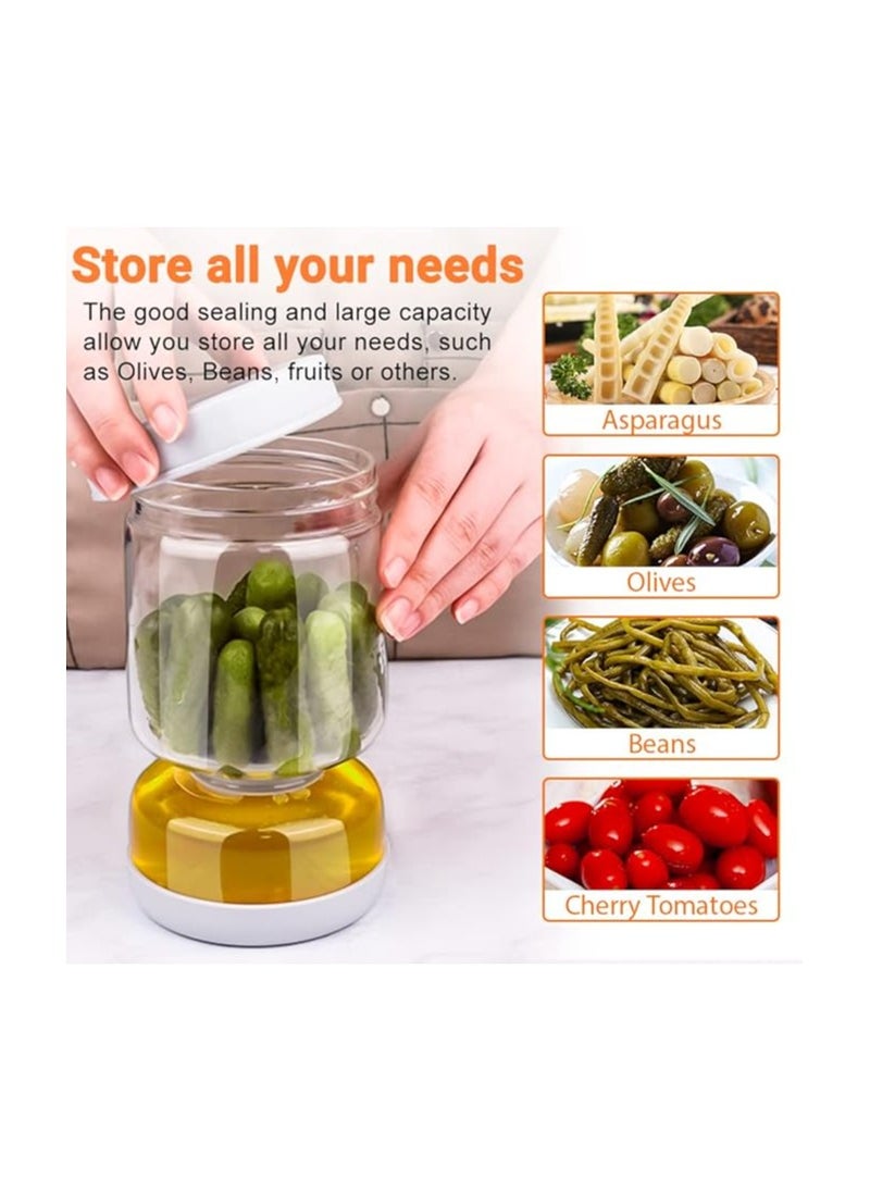 Generic - Pickle and Olive Hourglass Jar with Strainer Flip for Pickle Juice Separator from Wet and Dry, Upgrade Food-grade ABS Lid and BPA Free Hourglass Jar for Airtight Storage - Image 1