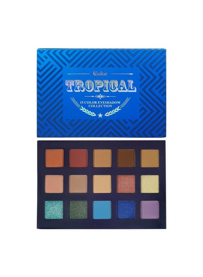 Ccolor Cosmetics Tropical 15 Color Eyeshadow Palette Highly Pigmented Long Wearing Easy To Blend Bright Blues Neutral Matte & Shimmer Eye Shadow Professionally Formulated Eye Makeup - Image 1