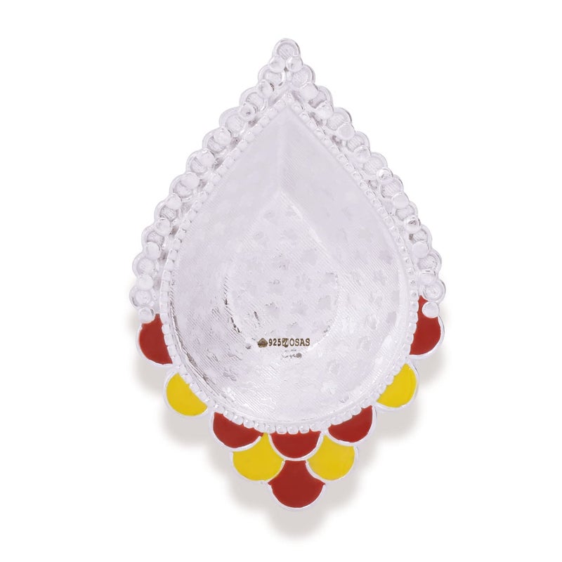 Osasbazaar Fancy Silver Diya Silver Deepak with red and Yellow Meenakari for Diwali Puja Home Temple and Gifting 90925 Pure