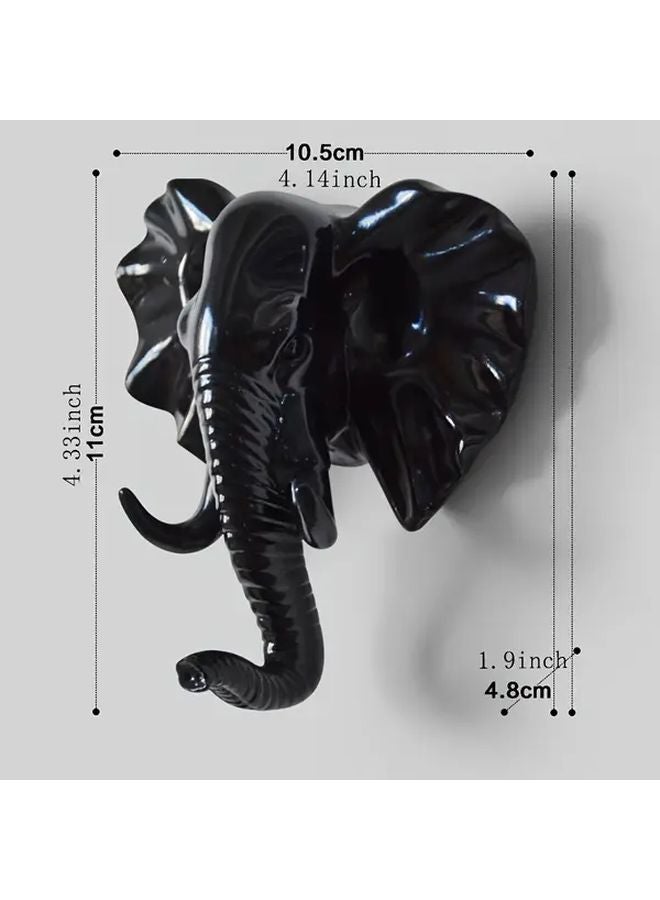 Black Elephant Head Hook Strong Adhesive Wall Hanging Rust Proof Decoration - Image 1