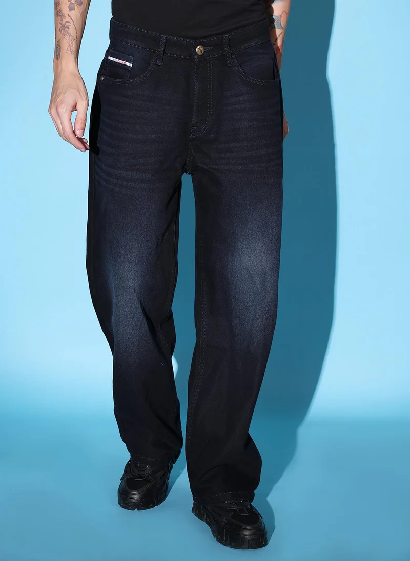 Men Baggy Solid Mid-Rise Stretchable Jeans