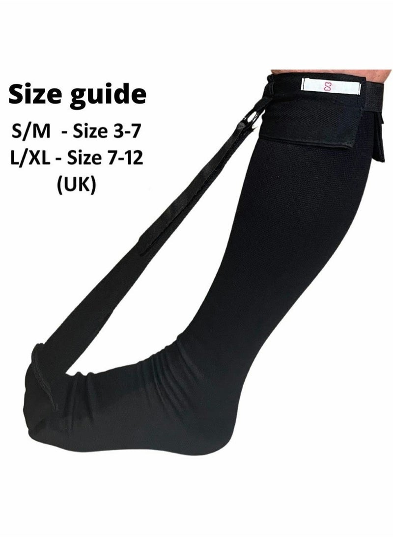 Generic - Plantar Fasciitis Night Sock | Dorsal Splint for Achilles Tendonitis Relief | Gentle Overnight Stretch | Lightweight & Comfortable | Black S/M Size - Image 1