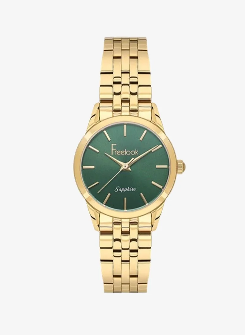 Freelook Paris Freelook - Naturelle Women's Watch | Steel Case | Stainless Steel Band | Dark Green & Round Dial | Analog | Japanese Quartz | Sapphire Crystal | Premium Luxury Watch | Ideal Gift | Water Resistant 50 Meters