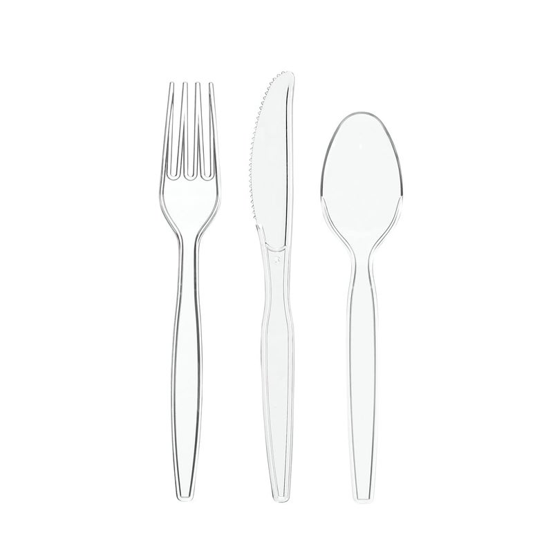 Comfy Package [360 Combo Pack] Basic Clear Plastic Silverware  Heavyweight Disposable Utensils - 180 Forks  120 Spoons and 60 Knives Cutlery  Perfect for Wedding  Parties and Events - Image 2