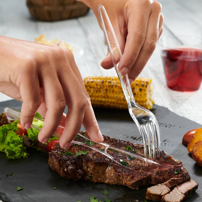 Comfy Package [360 Combo Pack] Basic Clear Plastic Silverware  Heavyweight Disposable Utensils - 180 Forks  120 Spoons and 60 Knives Cutlery  Perfect for Wedding  Parties and Events - Image 3