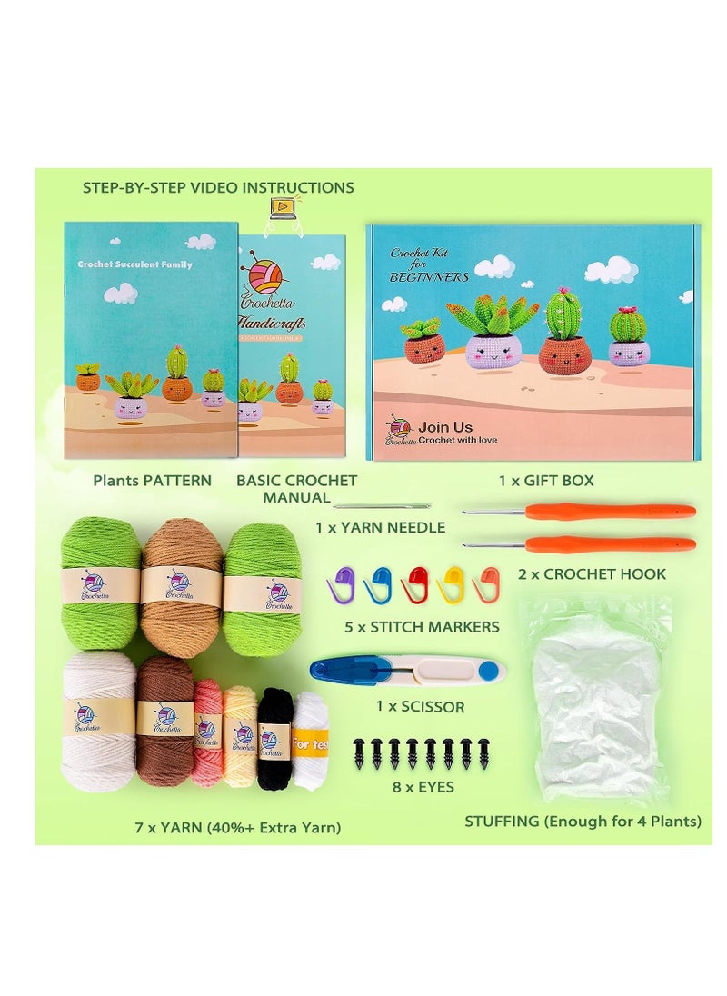 Beginner Crochet Kit with Step-by-Step Video Tutorials - DIY Arts and Crafts for Adults and Kids - 4 Pack Knitting Supplies for Plant Lovers - Image 5