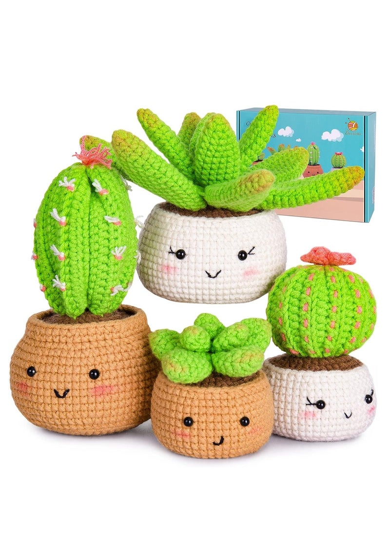 Beginner Crochet Kit with Step-by-Step Video Tutorials - DIY Arts and Crafts for Adults and Kids - 4 Pack Knitting Supplies for Plant Lovers - Image 1