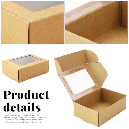 BadenBach 50 Pack Mini Rectangle Kraft Paper Boxes with Clear Windows,3.33" x 2.35" x 1.18",Tiny Small Homemade Soap Packaging Box Small Gift Boxes Bulk for Treat Candy Cookies Party Favors (Brown) - Image 4