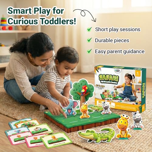 GiniMini Safari 3D Puzzle Game for Toddlers 2+ | Montessori Educational Scene Builder with Animals | 45+ Pieces | Screen-Free Learning Toy for Preschool Kids - Image 4