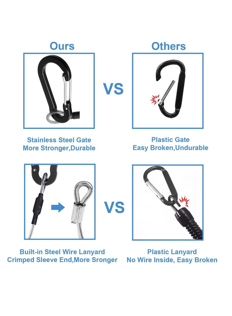 Y&D 6 Pack Retractable Safety Coiled Lanyard with Aluminium Alloy Carabiner Clip for Securing Pliers Lip Grips Boating - Image 2