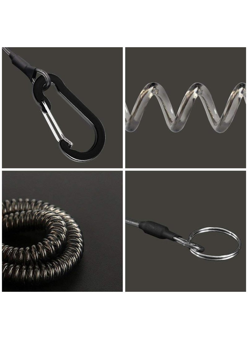 Y&D 6 Pack Retractable Safety Coiled Lanyard with Aluminium Alloy Carabiner Clip for Securing Pliers Lip Grips Boating - Image 5