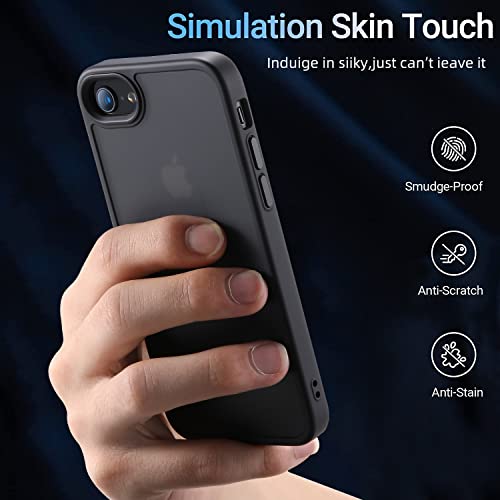 Yriklso Shockproof Case for iPhone SE 2022/2020 [Military Drop Certified] - Semi-Clear Hard Back Protective Slim Case for iPhone SE/8 (4.7") - Frosted Black - Image 2