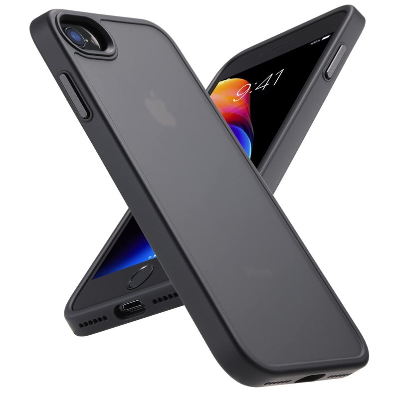 Yriklso Shockproof Case for iPhone SE 2022/2020 [Military Drop Certified] - Semi-Clear Hard Back Protective Slim Case for iPhone SE/8 (4.7") - Frosted Black - Image 5