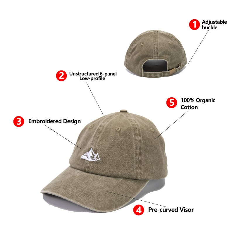 DASMINI Dad Hats for Men Womens Baseball Caps Mountain Hat Adjustable Unstructured Vintage Outdoor Cap(Olive) - Image 5