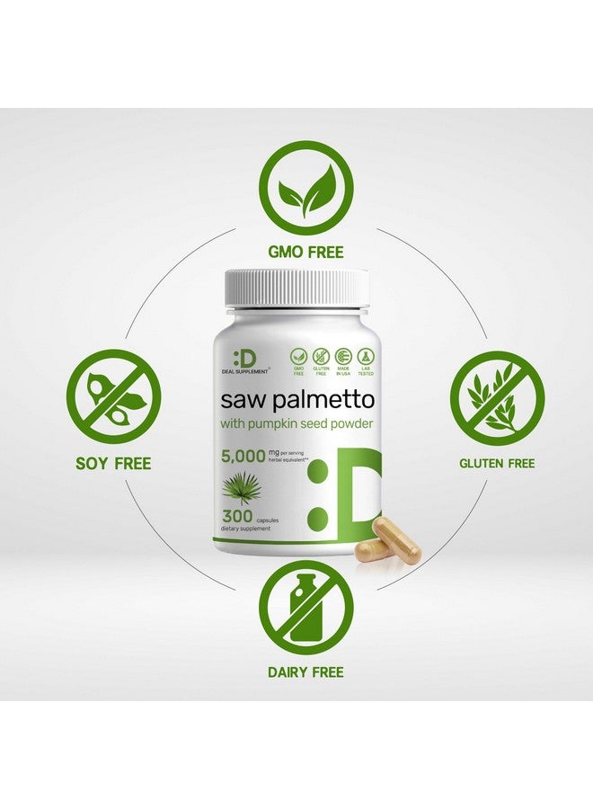 DEAL SUPPLEMENT Saw Palmetto Supplement 5000 mg with Pumpkin Seed, 300 Capsules | Promotes Prostate Health | DHT Blocker | Hair Growth Vitamins, Maintain Normal Urinary Frequency - Image 3