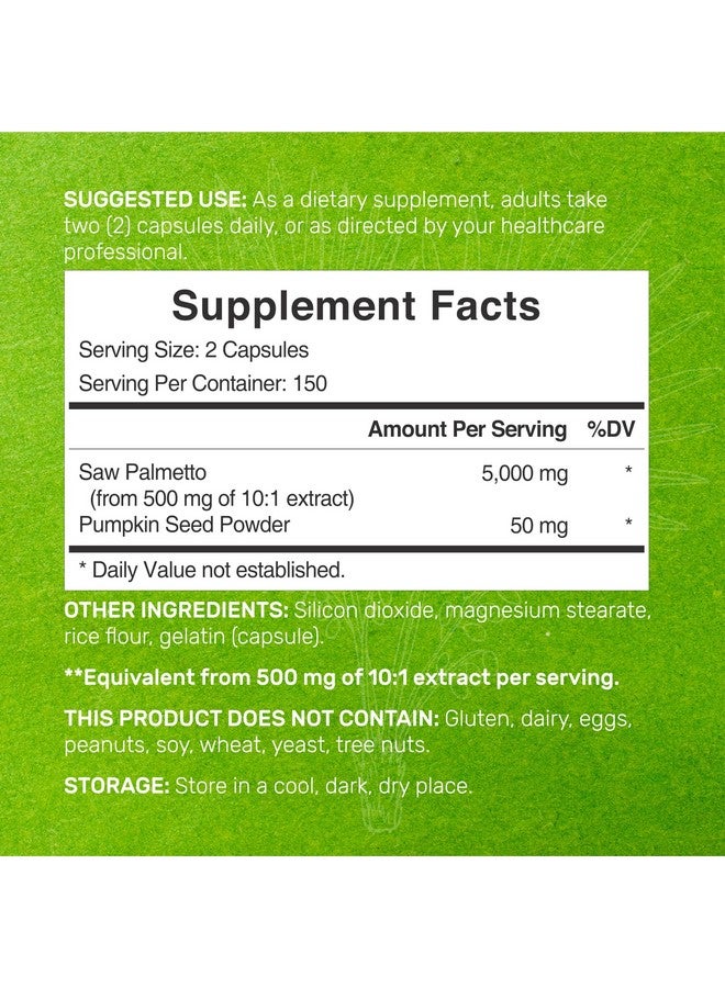 DEAL SUPPLEMENT Saw Palmetto Supplement 5000 mg with Pumpkin Seed, 300 Capsules | Promotes Prostate Health | DHT Blocker | Hair Growth Vitamins, Maintain Normal Urinary Frequency - Image 2