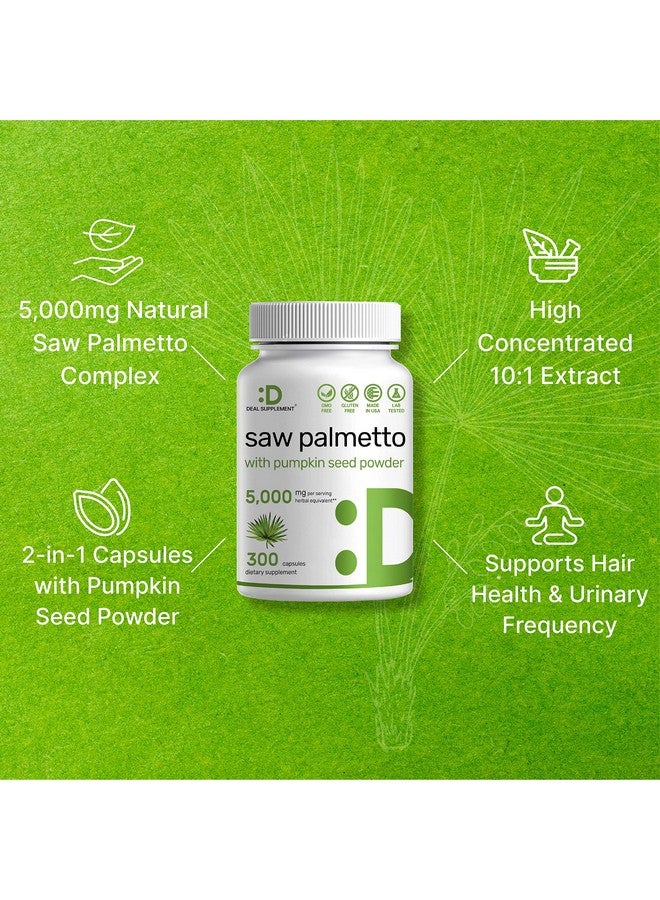 DEAL SUPPLEMENT Saw Palmetto Supplement 5000 mg with Pumpkin Seed, 300 Capsules | Promotes Prostate Health | DHT Blocker | Hair Growth Vitamins, Maintain Normal Urinary Frequency - Image 4