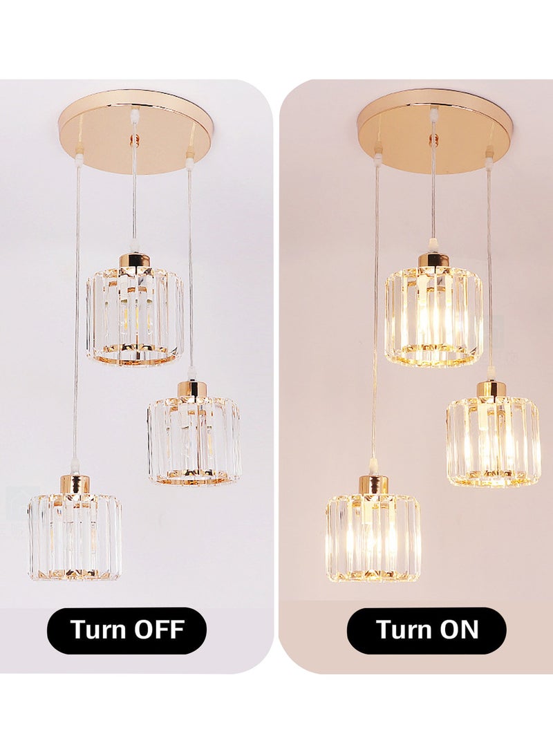 VUCATIN 3-Light Cluster Pendant Lights Crystal Chandelier Gold Hanging Pendant Light Fixture for Kitchen Island Modern Adjustable Pendant Lighting for Dining Living Room Foyer Hallway Bulb not Included (M46) - Image 5