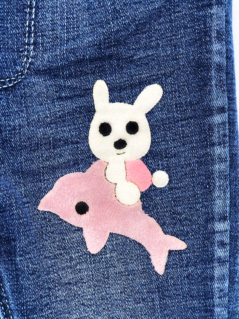 Peacolate 3T-7T Pink Bunny Pullover Sweater with Dolphin Denim Jeans Clothing sets for Little Kids Girls(Pink,5T) - Image 4