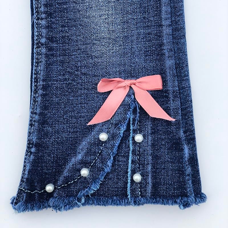 Peacolate 3T-7T Pink Bunny Pullover Sweater with Dolphin Denim Jeans Clothing sets for Little Kids Girls(Pink,5T) - Image 5