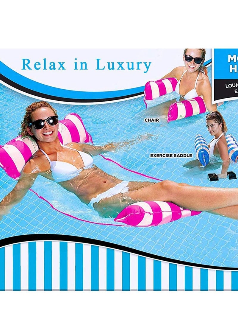 SYOSI Swimming Pool Float Hammock, 2 Pack Pink and Lightblue 4-in-1 Multi-Purpose Hammock Inflatable Pool Float Fun Backyard Swimming Pool Saddle Chair Hammock Drifter for Adults and Kids  - Image 4