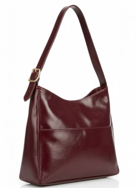 Stylish Burgundy Shoulder Bag for Women – Classic Elegant Handbag Perfect for University & Work – Fashion Statement Accent