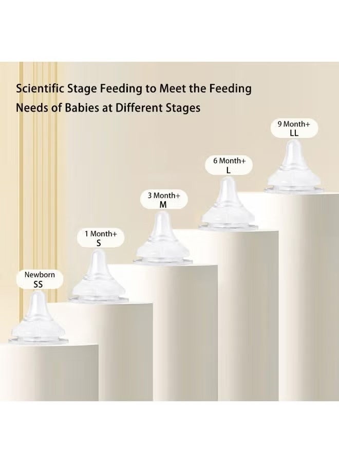 nay 2 Pack Baby Feeding Bottle, Feeder Bottle, Milk Bottle, Glass Anti-Colic Baby Bottles, Breast-Like Nipple with Intelligent Pressure Regulation Base, for Newborns to Growing Babies Scientific Feeding (80ml+160ml) - Image 3
