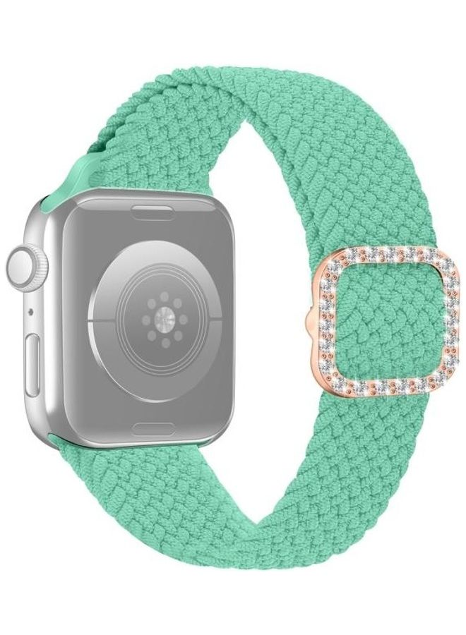 نيبمينينت سوار بديل من النايلون بتصميم مضفر مرن قابل للتعديل بإبزيم مرصع بالألماس لساعة أبل سيريس 7/6/SE/5/4/3/2/1 مقاس 41/40/38 مم أخضر - Image 1