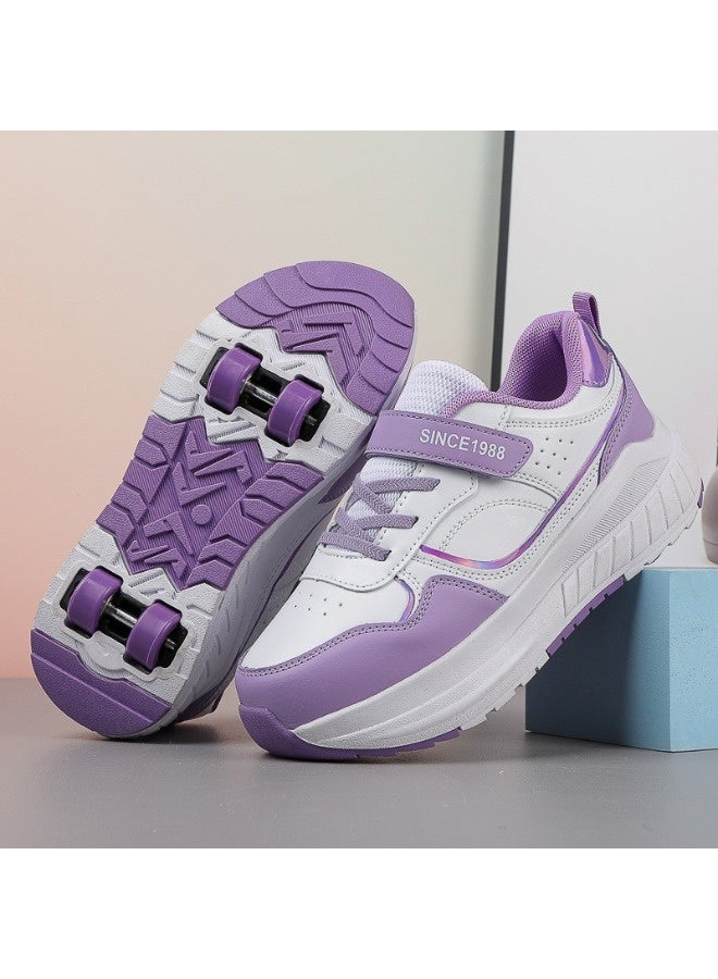 فتير أحذية التزلج على العجلات للأطفال بأزياء الشارع، أحذية بنات ملونة بعجلات ممتعة، أحذية تدريب مناسبة للمبتدئين، حذاء تزلج مستقر بأربع عجلات قابل للتبديل - Image 2