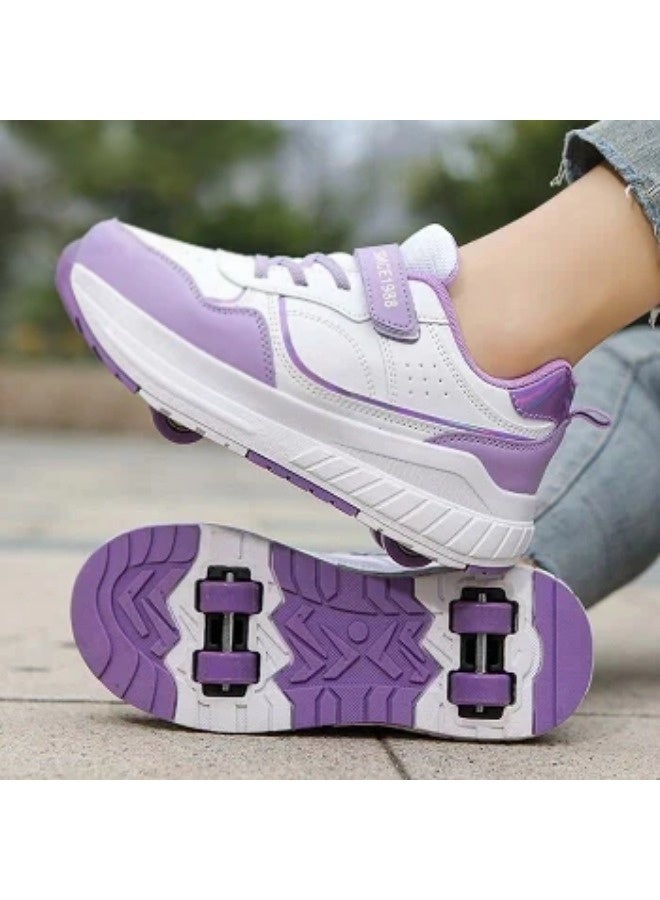 فتير أحذية التزلج على العجلات للأطفال بأزياء الشارع، أحذية بنات ملونة بعجلات ممتعة، أحذية تدريب مناسبة للمبتدئين، حذاء تزلج مستقر بأربع عجلات قابل للتبديل - Image 4