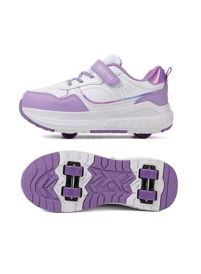 فتير أحذية التزلج على العجلات للأطفال بأزياء الشارع، أحذية بنات ملونة بعجلات ممتعة، أحذية تدريب مناسبة للمبتدئين، حذاء تزلج مستقر بأربع عجلات قابل للتبديل - Image 1