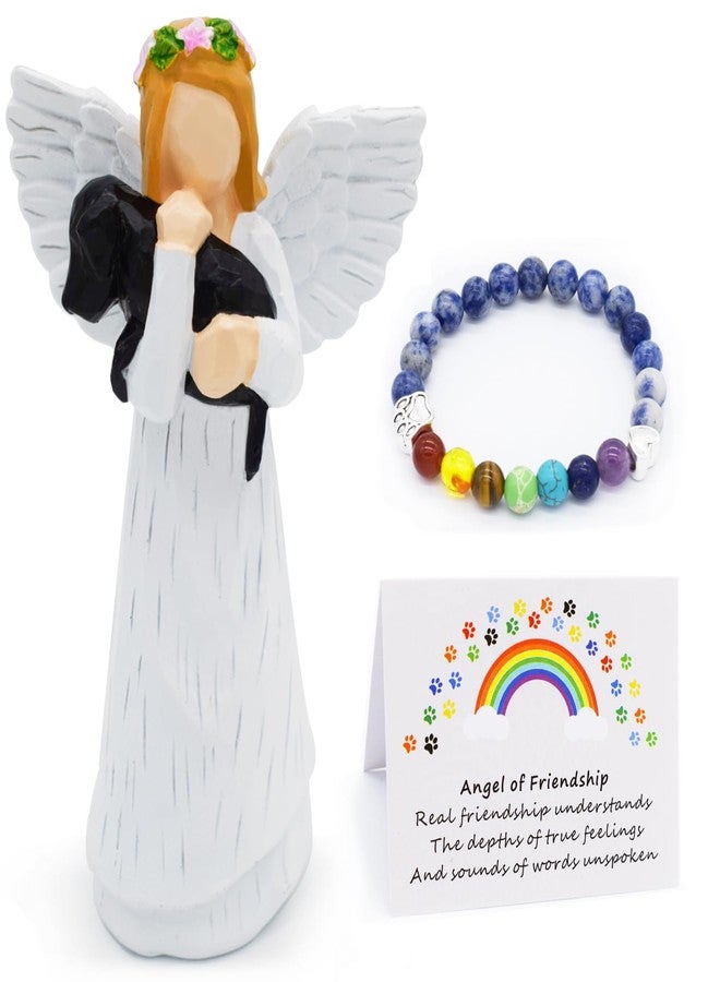 Anrkets Angel of Friendship Pet Memorial Gift - Dog Remembrance Angel Figurine with 7 Chakra Rainbow Bridge Bracelet, Sympathy Gift for Loss of a Beloved Dog - Image 1